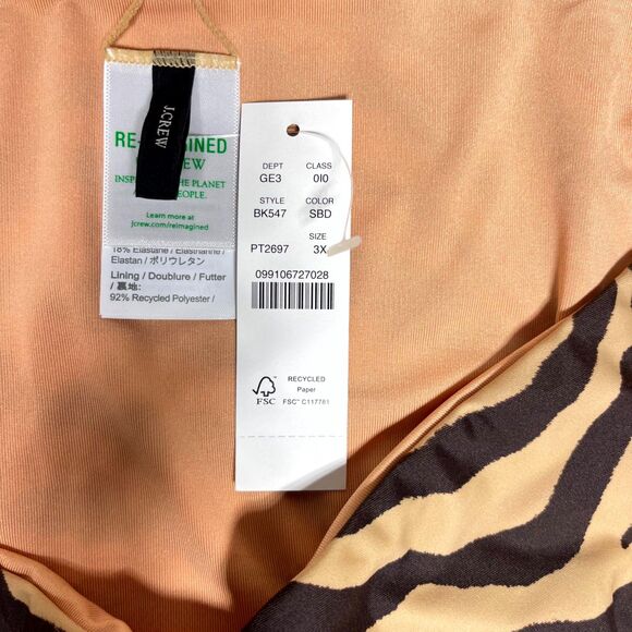J.Crew Curved-waist cheeky bikini bottom in zebra stripe - swimwear Size 3X NEW - Picture 3 of 8
